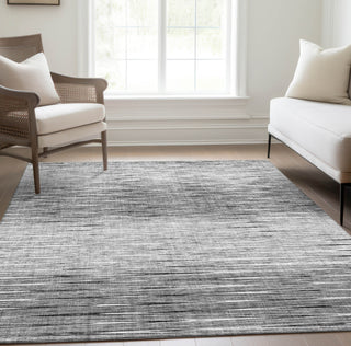 Piper Looms Chantille Lines ACN800 Gray Machine Washable Area Rug Lifestyle Image Feature