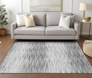 Piper Looms Chantille Lines ACN800 Gray Machine Washable Area Rug Lifestyle Image Feature