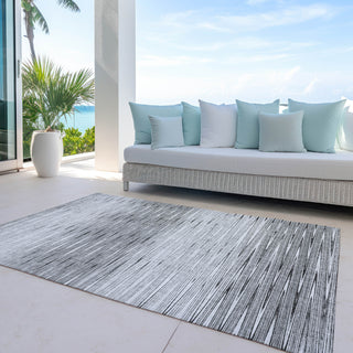 Piper Looms Chantille Lines ACN800 Gray Machine Washable Area Rug Outdoor Lifestyle Image Feature