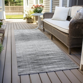 Piper Looms Chantille Lines ACN800 Gray Machine Washable Area Rug Runner Outdoor Lifestyle Image Feature