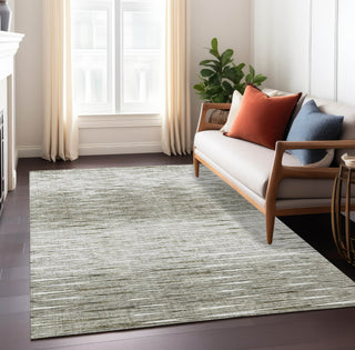 Piper Looms Chantille Lines ACN800 Taupe Machine Washable Area Rug Lifestyle Image Feature
