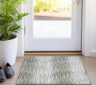 Piper Looms Chantille Lines ACN800 Taupe Machine Washable Area Rug Scatter Lifestyle Image Feature