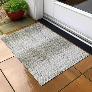 Piper Looms Chantille Lines ACN800 Taupe Machine Washable Area Rug Scatter Outdoor Lifestyle Image Feature