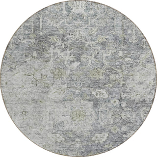 Piper Looms Chantille Oriental ACN801 Gray Machine Washable Area Rug Round Main Image