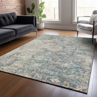 Piper Looms Chantille Oriental ACN801 Green Machine Washable Area Rug Lifestyle Image Feature