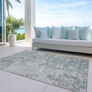 Piper Looms Chantille Oriental ACN801 Green Machine Washable Area Rug Outdoor Lifestyle Image Feature