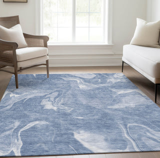 Piper Looms Chantille Abstract ACN802 Blue Machine Washable Area Rug Lifestyle Image Feature