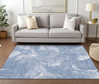 Piper Looms Chantille Abstract ACN802 Blue Machine Washable Area Rug Lifestyle Image Feature