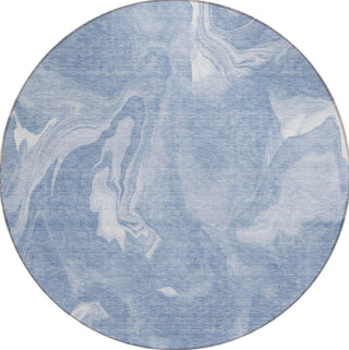 Piper Looms Chantille Abstract ACN802 Blue Machine Washable Area Rug Round Main Image