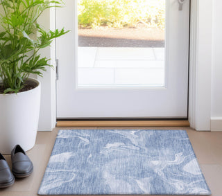 Piper Looms Chantille Abstract ACN802 Blue Machine Washable Area Rug Scatter Lifestyle Image Feature