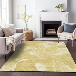 Piper Looms Chantille Abstract ACN802 Gold Machine Washable Area Rug Lifestyle Image Feature