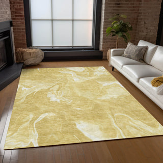 Piper Looms Chantille Abstract ACN802 Gold Machine Washable Area Rug Lifestyle Image Feature