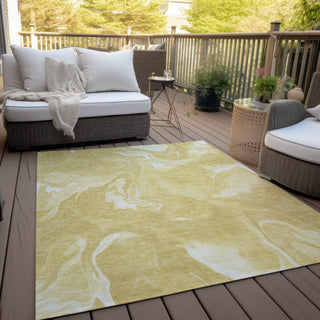 Piper Looms Chantille Abstract ACN802 Gold Machine Washable Area Rug Outdoor Lifestyle Image Feature