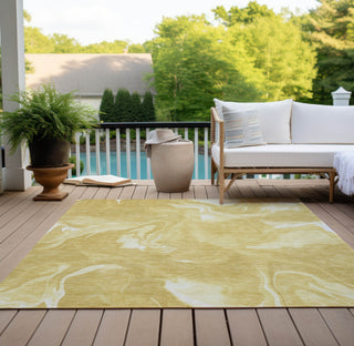 Piper Looms Chantille Abstract ACN802 Gold Machine Washable Area Rug Outdoor Lifestyle Image Feature