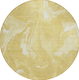 Piper Looms Chantille Abstract ACN802 Gold Machine Washable Area Rug Round Main Image