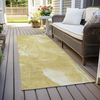 Piper Looms Chantille Abstract ACN802 Gold Machine Washable Area Rug Runner Outdoor Lifestyle Image Feature