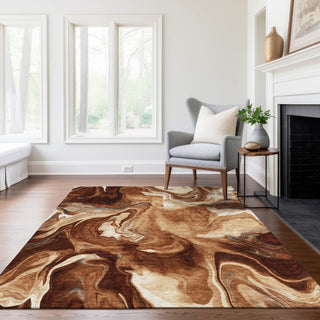 Piper Looms Chantille Abstract ACN802 Paprika Machine Washable Area Rug Lifestyle Image Feature