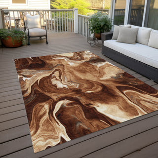 Piper Looms Chantille Abstract ACN802 Paprika Machine Washable Area Rug Outdoor Lifestyle Image Feature