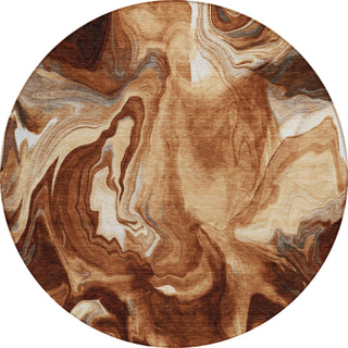 Piper Looms Chantille Abstract ACN802 Paprika Machine Washable Area Rug Round Main Image