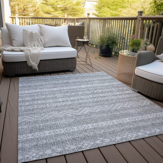 Piper Looms Chantille Southwest ACN803 Gray Machine Washable Area Rug Outdoor Lifestyle Image Feature