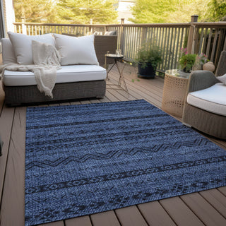 Piper Looms Chantille Southwest ACN803 Navy Machine Washable Area Rug Outdoor Lifestyle Image Feature