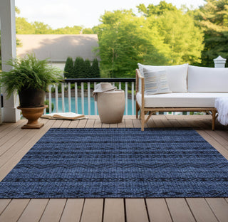 Piper Looms Chantille Southwest ACN803 Navy Machine Washable Area Rug Outdoor Lifestyle Image Feature