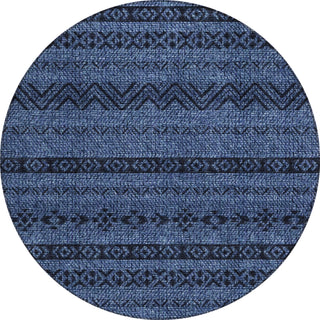 Piper Looms Chantille Southwest ACN803 Navy Machine Washable Area Rug Round Main Image