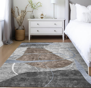 Piper Looms Chantille Modern ACN804 Chocolate Machine Washable Area Rug Lifestyle Image Feature