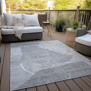 Piper Looms Chantille Modern ACN805 Gray Machine Washable Area Rug Outdoor Lifestyle Image Feature