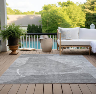 Piper Looms Chantille Modern ACN805 Gray Machine Washable Area Rug Outdoor Lifestyle Image Feature