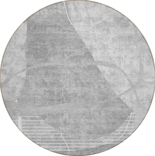 Piper Looms Chantille Modern ACN805 Gray Machine Washable Area Rug Round Main Image