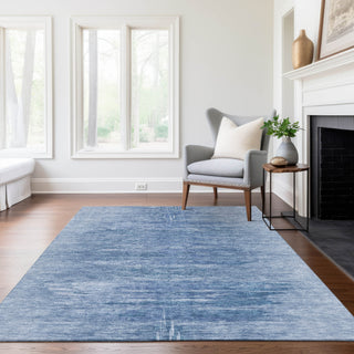 Piper Looms Chantille Modern ACN806 Blue Machine Washable Area Rug Lifestyle Image Feature