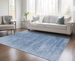 Piper Looms Chantille Modern ACN806 Blue Machine Washable Area Rug Lifestyle Image Feature