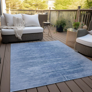 Piper Looms Chantille Modern ACN806 Blue Machine Washable Area Rug Outdoor Lifestyle Image Feature