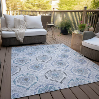 Piper Looms Chantille Medallions ACN808 Blue Machine Washable Area Rug Outdoor Lifestyle Image Feature
