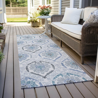 Piper Looms Chantille Medallions ACN808 Blue Machine Washable Area Rug Runner Outdoor Lifestyle Image Feature