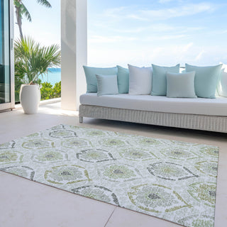 Piper Looms Chantille Medallions ACN808 Green Machine Washable Area Rug Outdoor Lifestyle Image Feature