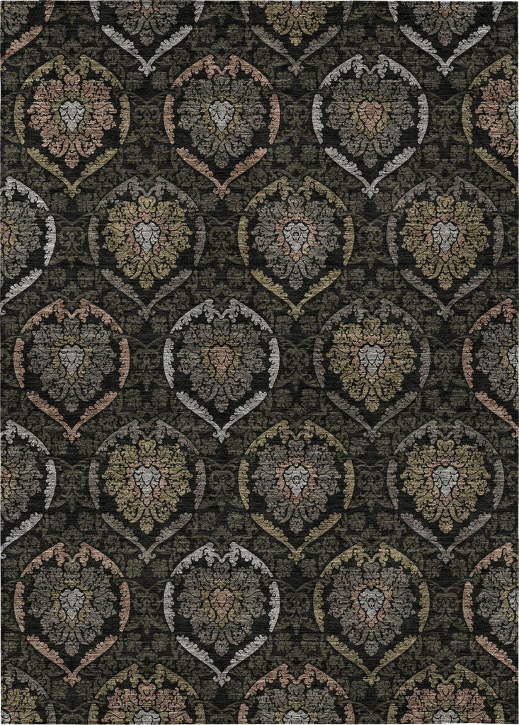 Piper Looms Chantille Medallions ACN809 Black Machine Washable Area Rug main image