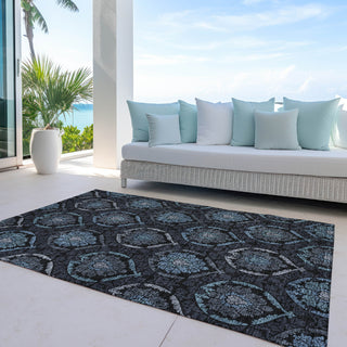 Piper Looms Chantille Medallions ACN809 Blue Machine Washable Area Rug Outdoor Lifestyle Image Feature