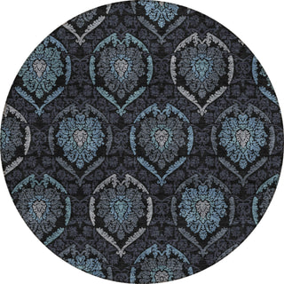 Piper Looms Chantille Medallions ACN809 Blue Machine Washable Area Rug Round Main Image