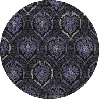 Piper Looms Chantille Medallions ACN809 Purple Machine Washable Area Rug Round Main Image
