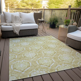 Piper Looms Chantille Medallions ACN810 Gold Machine Washable Area Rug Outdoor Lifestyle Image Feature
