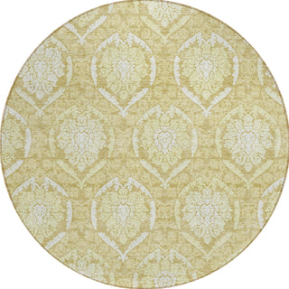 Piper Looms Chantille Medallions ACN810 Gold Machine Washable Area Rug Round Main Image