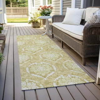 Piper Looms Chantille Medallions ACN810 Gold Machine Washable Area Rug Runner Outdoor Lifestyle Image Feature