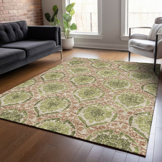 Piper Looms Chantille Medallions ACN811 Olive Machine Washable Area Rug Lifestyle Image Feature