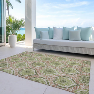Piper Looms Chantille Medallions ACN811 Olive Machine Washable Area Rug Outdoor Lifestyle Image Feature