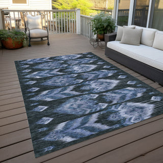 Piper Looms Chantille Southwest ACN812 Blue Machine Washable Area Rug Outdoor Lifestyle Image Feature