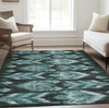 Piper Looms Chantille Southwest ACN812 Teal Machine Washable Area Rug Lifestyle Image Feature