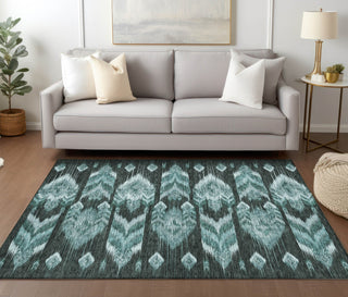 Piper Looms Chantille Southwest ACN812 Teal Machine Washable Area Rug Lifestyle Image Feature