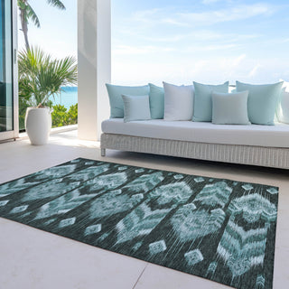 Piper Looms Chantille Southwest ACN812 Teal Machine Washable Area Rug Outdoor Lifestyle Image Feature
